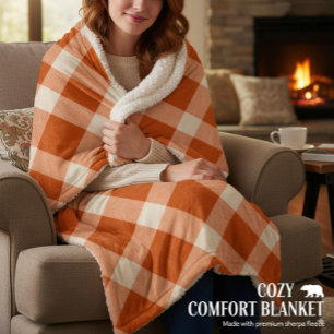 Rustikale Orange-Creme-Büffel-Karo-Farmhausdecke Sherpadecke