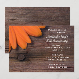 Rustikale Orange Daisy Hochzeit Jubiläumsfeier Einladung