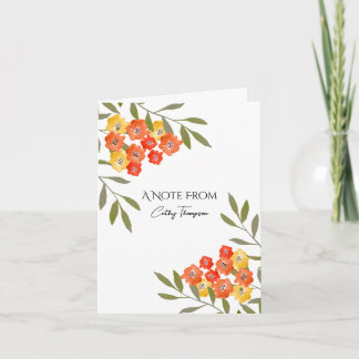Rustikale orange gelbe Aquarellfarben - Blumenkart