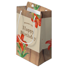 Rustikale Orange Lily Botanische Illustration Kleine Geschenktüte