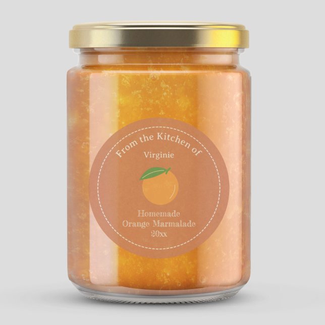 Rustikale Orange-Marmalade-Etikett Runder Aufkleber (Kraft & Rustic Orange Marmalade Label Sticker)