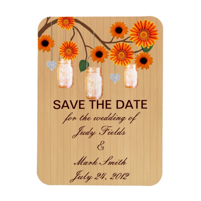 Rustikale Orange Mason Gläser Save The Date Magnet (Vertikal)