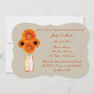 Rustikale Orange Mason Jar Engagement Party einlad Einladung