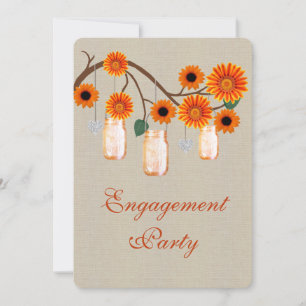 Rustikale Orange Mason Jars Engagement Party einla Einladung