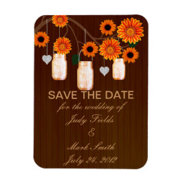 Rustikale Orange Mason Jars speichern das Date Mag Magnet