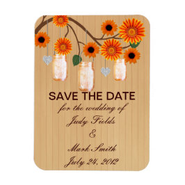 Rustikale Orange Mason Jars speichern das Date Mag Magnet