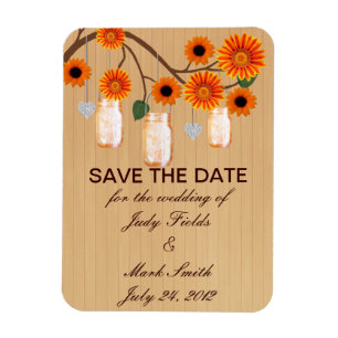 Rustikale Orange Mason Jars speichern das Date Mag Magnet