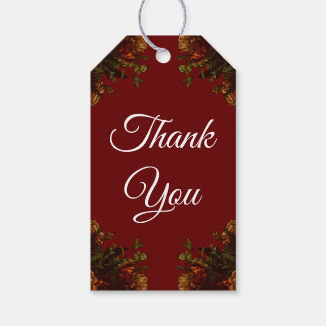 Rustikale Orange Red Fall Elegante Gotische Hochze Geschenkanhänger (Vorderseite)