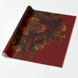 Rustikale Orange Red Fall Elegante Gotische Hochze Geschenkpapier