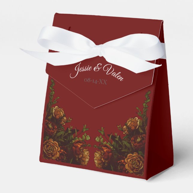 Rustikale Orange Red Fall Elegante Gotische Hochze Geschenkschachtel (Vorderseite)