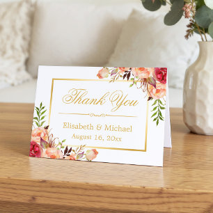 Rustikale Orange Rose Blume Gold Frame Vielen Dank Dankeskarte