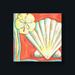 Rustikale Orange Seashells Leinwanddruck<br><div class="desc">Entdecken Sie den warmen Sand und die versteckten Schätze! Dieses Gemälde von Nancy Slocum erfasst das schöne Wasserleben an Land. Es fängt die schöne orangefarbene Muschel,  einen orangefarbenen Seestern und einen lebhaften,  blauen Sand Dollar ein. Holen Sie sich heute Ihre schöne Meereskunst auf Ihrem nächsten Zazzle-Produkt.</div>