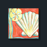 Rustikale Orange Seashells Leinwanddruck<br><div class="desc">Entdecken Sie den warmen Sand und die versteckten Schätze! Dieses Gemälde von Nancy Slocum erfasst das schöne Wasserleben an Land. Es fängt die schöne orangefarbene Muschel,  einen orangefarbenen Seestern und einen lebhaften,  blauen Sand Dollar ein. Holen Sie sich heute Ihre schöne Meereskunst auf Ihrem nächsten Zazzle-Produkt.</div>