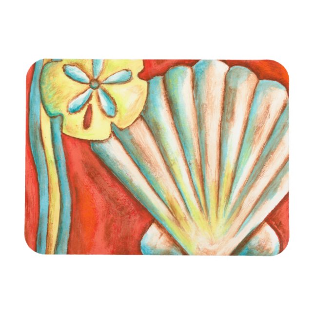 Rustikale Orange Seashells Magnet (Horizontal)