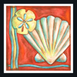 Rustikale Orange Seashells Poster<br><div class="desc">Entdecken Sie den warmen Sand und die versteckten Schätze! Dieses Gemälde von Nancy Slocum erfasst das schöne Wasserleben an Land. Es fängt die schöne orangefarbene Muschel, einen orangefarbenen Seestern und einen lebhaften, blauen Sand Dollar ein. Holen Sie sich heute Ihre schöne Meereskunst auf Ihrem nächsten Zazzle-Produkt.</div>