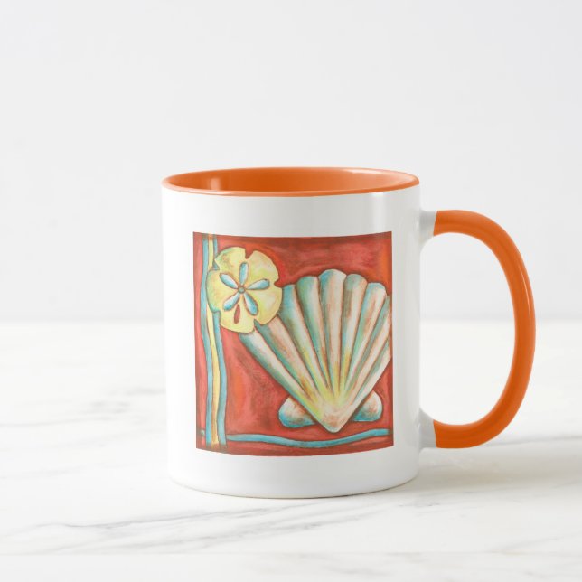 Rustikale Orange Seashells Tasse (Rechts)