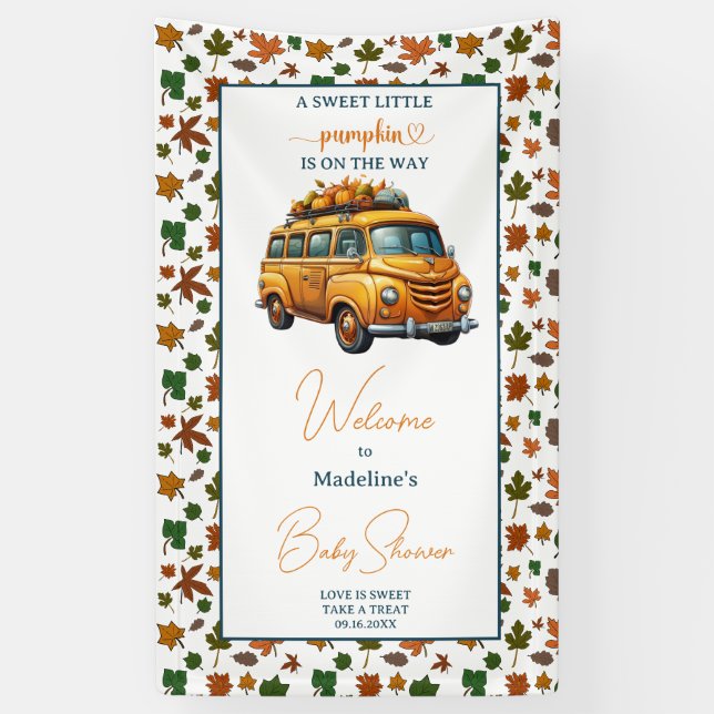 Rustikale Orange Truck Kleine Pumpkin Baby Dusche Banner (Vertikal)