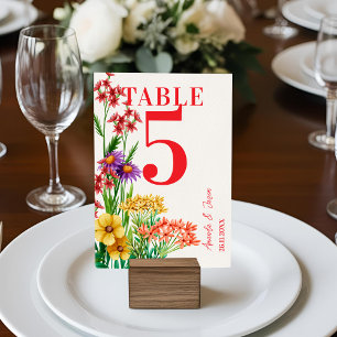 Rustikale Orange Wildblume Hochzeit Tischnummer