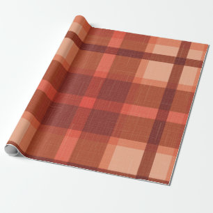 Rustikale Orangefarbene Herbstfälle Karierte Tarta Geschenkpapier