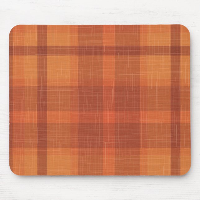 Rustikale Orangefarbene Herbstfälle Karierte Tarta Mousepad (Vorne)