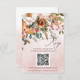 Rustikale Orangefarbene Hochzeit im Herbst QR CODE RSVP Karte