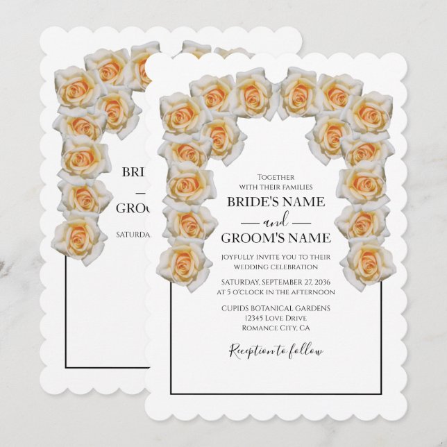 Rustikale Orangefarbene Rose Hochzeiten Einladunge Einladung (Vorne/Hinten)