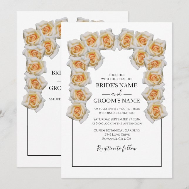 Rustikale Orangefarbene Rose Hochzeiten Einladunge Einladung (Vorne/Hinten)