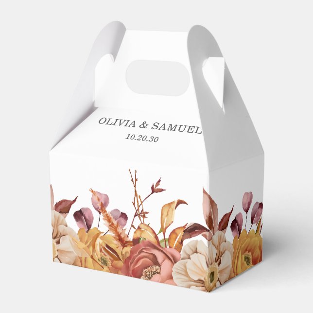 Rustikale Orangenbraun Herbstblütenblütenblütenblü Geschenkschachtel (Vorderseite)