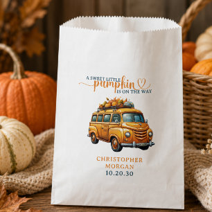 Rustikale Orangene Lastwagen Kleine Kürbis-Baby-Pa Geschenktütchen