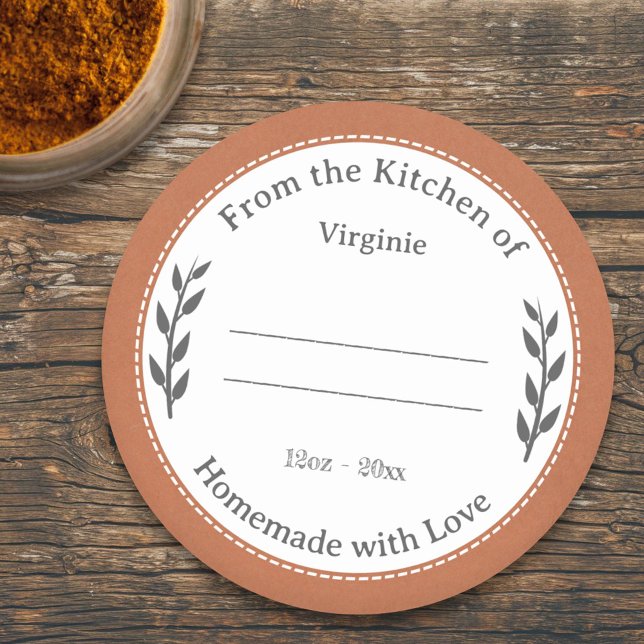 Rustikale Orangenhütte mit Aufkleber für die Liebe (Rustic Orange Homemade with Love Label Sticker)