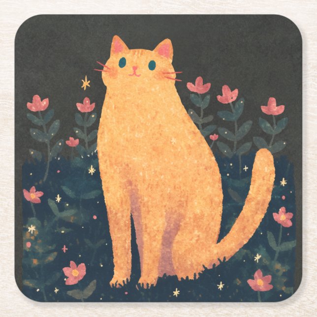 Rustikale Orangenkatze Rechteckiger Pappuntersetzer (Vorderseite)