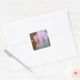 Rustikale Orchideenelgance Hochzeit retten Datum Quadratischer Aufkleber