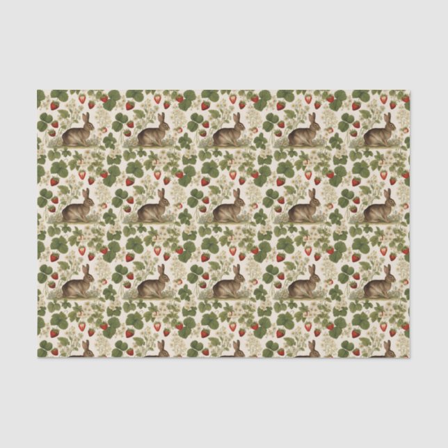 Rustikale Osterhase Erdbeere Seidenpapier (Vorderseite)
