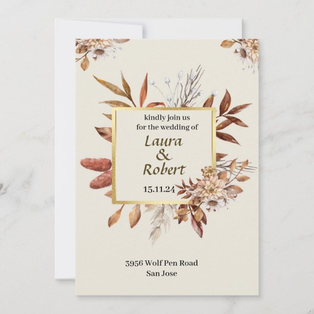 Rustikale Outdoor-Herbst-Blume einladen Einladung (Vorderseite)