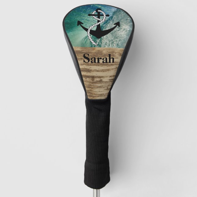 Rustikale Ozean-Namen-Golfclub-nautischabdeckungen Golf Headcover (Vorderseite)