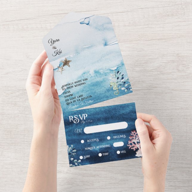 Rustikale Ozeanauswahl UAWG Wedding All in One I All In One Einladung (Abreißen)