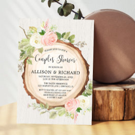 Rustikale Paare Mädchen Dusche, rot-rosa Blumenmus Einladung