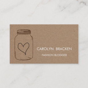 Rustikale Packpapier-Herz-Illustration Browns Visitenkarte