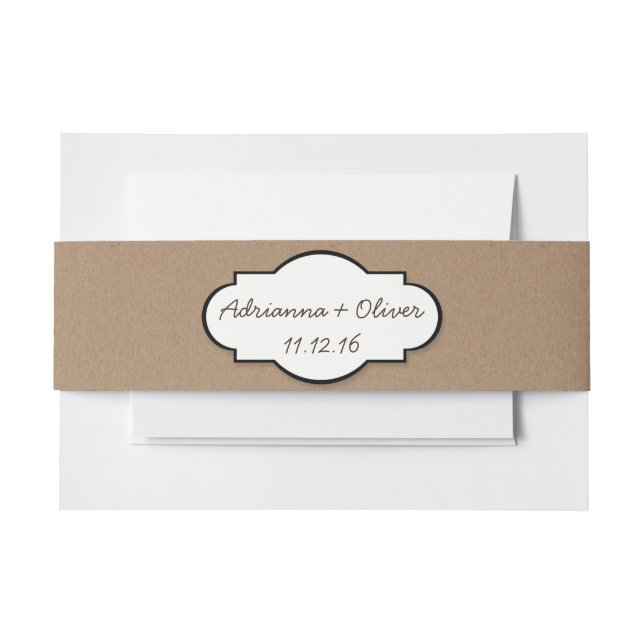 Rustikale Packpapier-Land-Hochzeit Browns Einladungsbanderole (Vorderseite Beispiel)