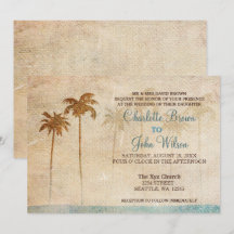 Rustikale Palmen Trees Beach Hochzeitseinladungen