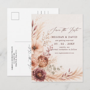 Rustikale Pampas-Blumen-Herbst-Save-the-Date Ankündigungspostkarte