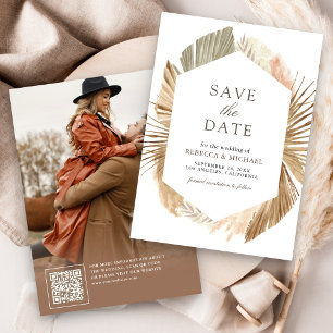 Rustikale Pampas Dried Palm Blätter Hochzeit Foto Save The Date
