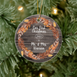 Rustikale Pampas Unsere ersten Weihnachten Mr.| Mr Keramik Ornament