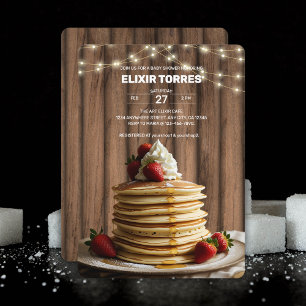 Rustikale Pancakes Baby & Brunch Babydusche Einladung