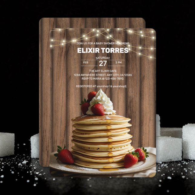 Rustikale Pancakes Baby & Brunch Babydusche Einladung (Von Creator hochgeladen)