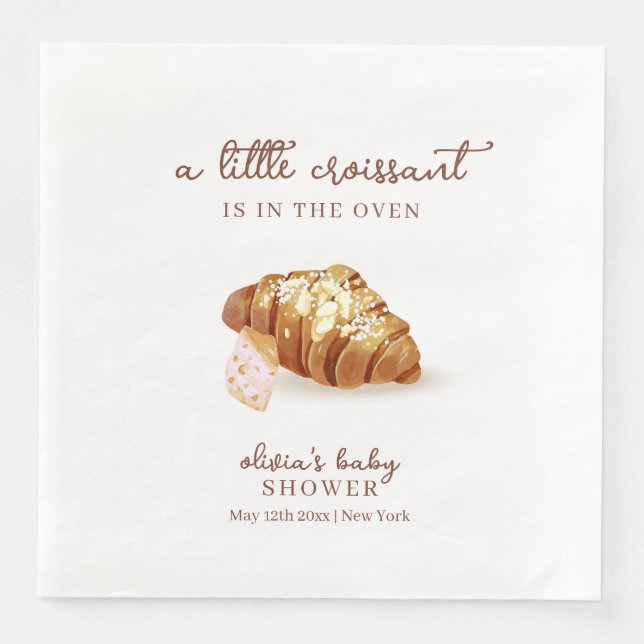 Rustikale Pariser Bäckerei Konditorei Croissant Ba Serviette (Vorderseite)