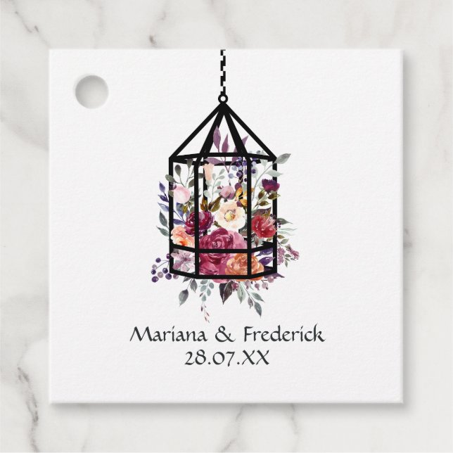 Rustikale Pastel Floral Terrarium Garden Wedding Geschenkanhänger (Vorderseite)