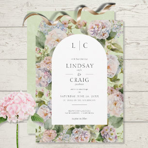 Rustikale Pastel Hydrangea Floral Monogram Sage Gr Einladung