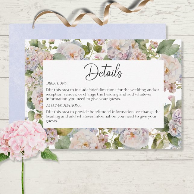 Rustikale Pastel Hydrangea Floral Monogramm weiß Begleitkarte (Von Creator hochgeladen)