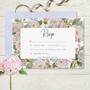 Rustikale Pastel Hydrangea Floral Monogramm weiß RSVP Karte